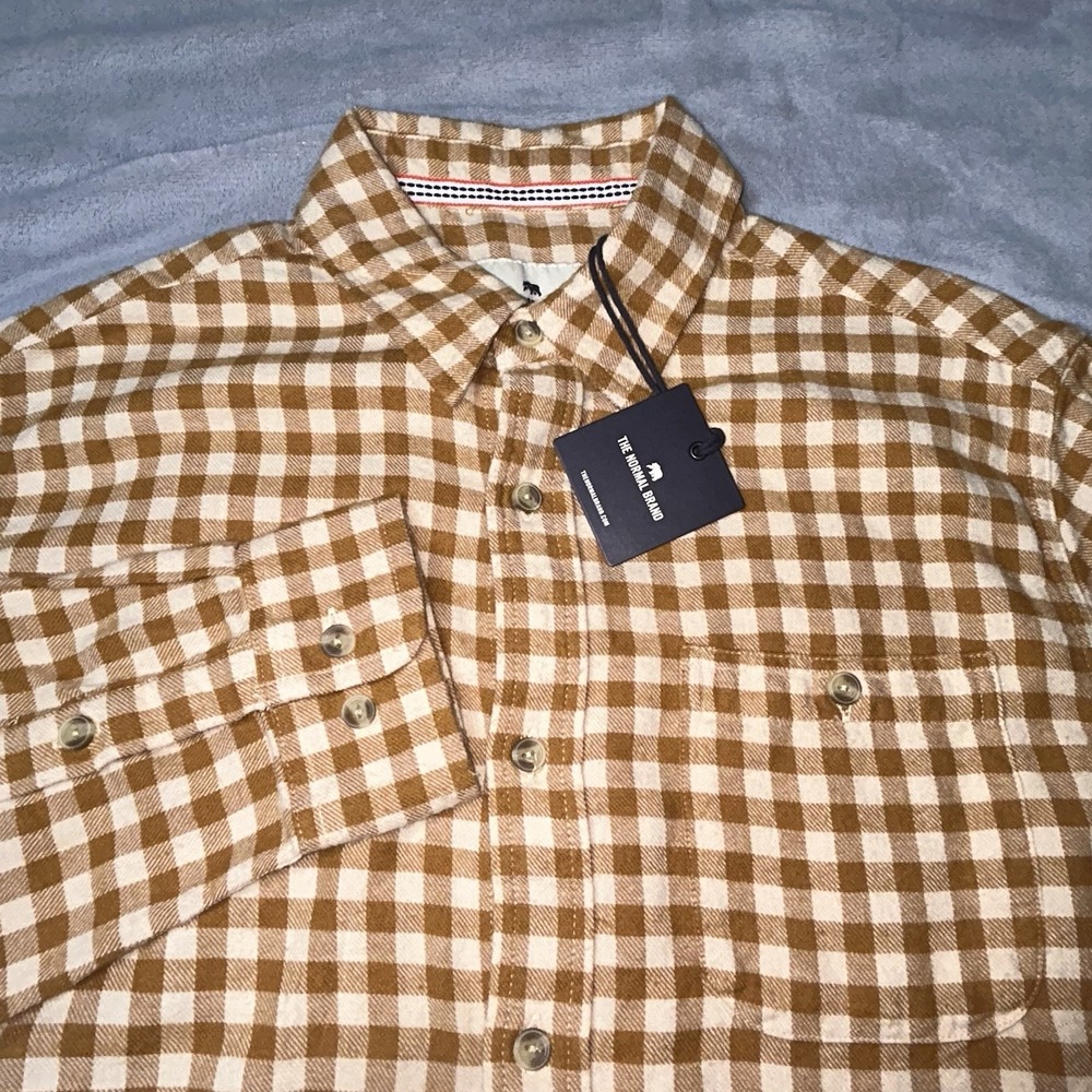The Normal Brand Stephen Button Up Shirt In Honey Plaid Mens Size small